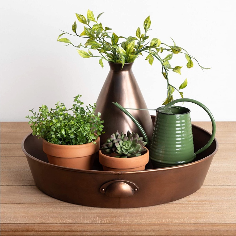 Extra Large Round Copper Tray with handles